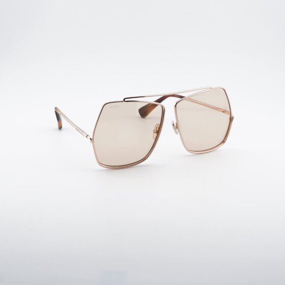 Max Mara Elsa MM0006 28E Sunglasses Rose Gold Geometric Frame, Brown Lenses main image 2